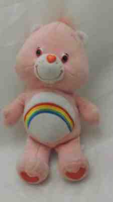 CareBear Cheer Bear Plush Pink Stuffed Animal Rainbow Tummy 8