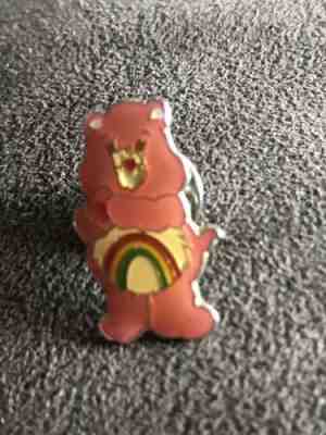 Vintage Care Bears Cheer Pink Bear Old Enamel Pin Rainbow Adorable Small  1”