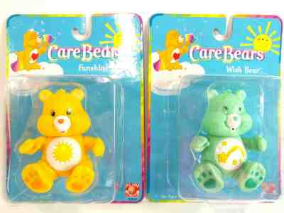 Care Bear lot of 2 Funshine and Wish bear PVC Poseable Figurines 3