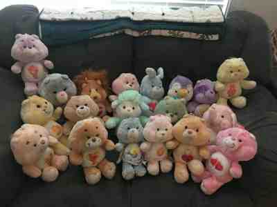 #2 THE CARE BEARS PLUSH LOT OF 19  DIFFERENT BEARS COUSINS ORIGINAL KENNER