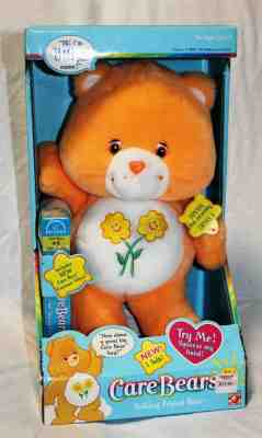 2003 Care Bears Talking Friend Bear Orange Flowers NIB w/ VHS