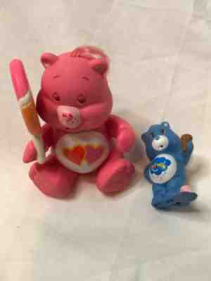 Pink double hearted lollipop PVC Carebear with friendship Blue Ice Cream Bear