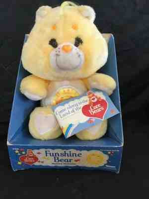 1984 Care Bears Funshine Bear Plush By Kenner NEW IN BOX W/Booklet~HTF