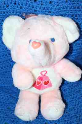 Vintage  Care Bear Cousin Elephant  Pink  Lotsa Heart  13" Plush 1980's