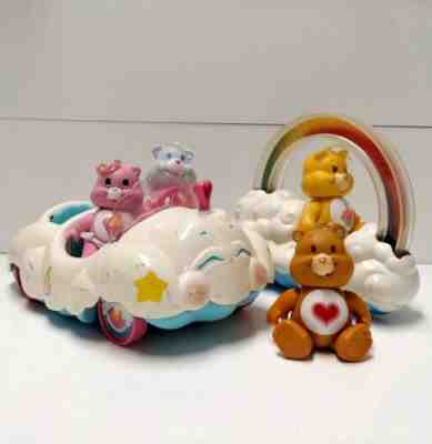 Vintage Kenner Care Bears Poseable Lot (2) with Cloud Cars & Rainbow Rollers