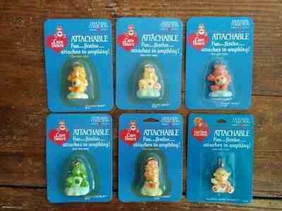 MOC Vintage 1985 Care Bear Attachable lot OF 6 all different PVC Mini Keychain