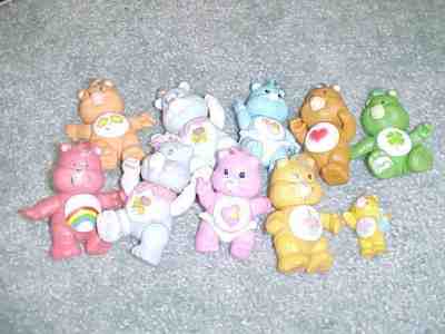 1980s Poseable Vintage Care Bears Kenner 3 1/2" Figure Collection (9)