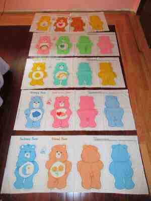 Vintage Care Bears Fabric Pillow Panels Fabric Complete 