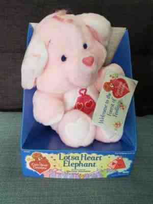 Vintage Care Bears Cousins  Plush 1985 Lotsa Heart Elephant Pink New Sealed Mint