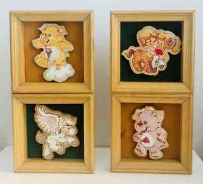 Care Bears Cousins Wood Framed Figurines Vtg 1985 Lot Of 4 American Greetings