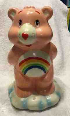 Vintage Care Bears Rainbow CHEER BEAR Ceramic Figural Coin Bank, No Stopper