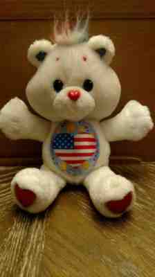 VINTAGE Care Bears 1991 PROUD BEAR Patriotic AMERICA U.S.A. Flag RED White BLUE