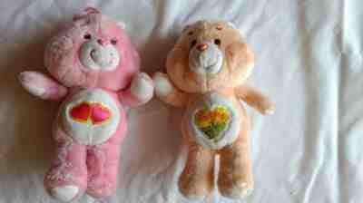 Pair Of Vintage Care Bears Friendship and Love a Lot bear 1983 Kenner Plush 13”