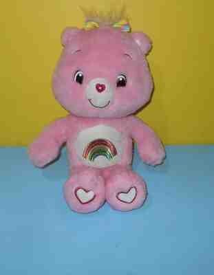 2007 Care Bears Cheer Bear Glow A Lot Glow In the Dark Glitter Pink Rainbow