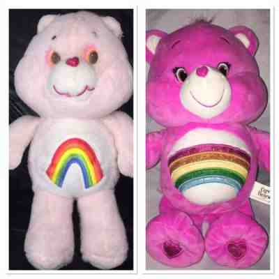 Care Bear Pink Cheer Bear Lot: 1983 Bear & 2015 Talking Bear 