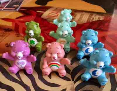 Care Bears  Birthday Cake Toppers Lot 7      PVC Cake Toppers 1 1/2 Inch Tall