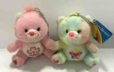Care Bears Sweet Sakura Bear& True Heart Bear Plush Doll Keychain 3.5