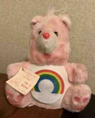 Care Bears Cheer Bear Coin Bank Plush Pink Rainbow 1984 New With Tag