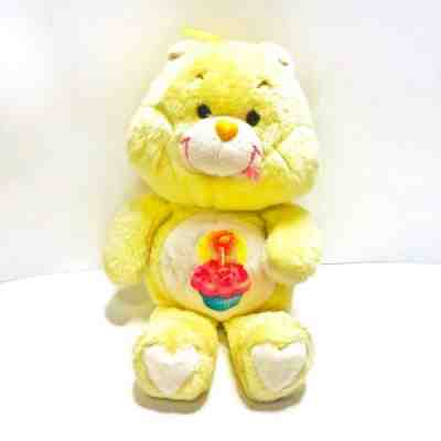 Vintage Yellow Care Bear 1st birthday cupcake plush 13 inches 1980's