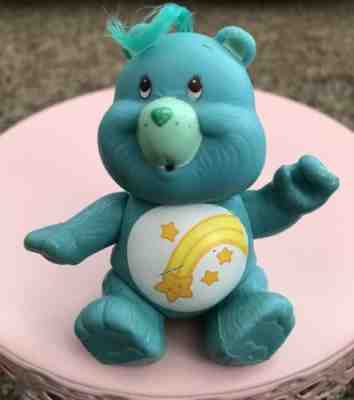 Vintage 1983 Care Bear Poseable Blue Green Teal Wish Figurine 3.5
