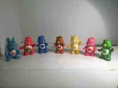 Vintage 1980's Care Bears Cheer BEAR Tender Heart Poseable PVC Figure Lot of 7