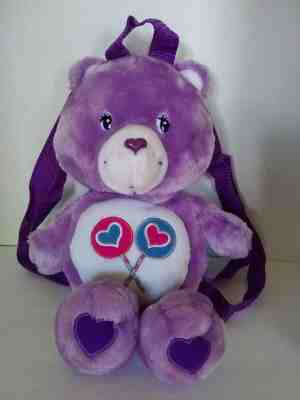 2004 Share Care Bear Backpack Plush Stuffed Animal Soft Toy Purple 13