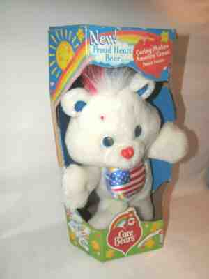 1991 Patriotic * Proud Heart Care Bear Plush American Flag Mint Condition in Box