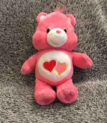 Pink LOVE A LOT CARE BEAR Plush Beanie 2016 Hearts 8” Love-A-Lot Just Play Toy