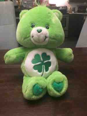 Care Bears 12” Good Luck Bear 2002 Carlton Cards Plushie With VHS Tape