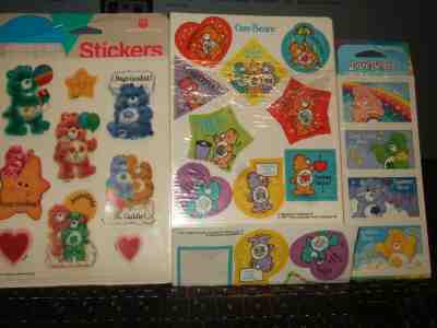 lot care bear stickers vintage american greetings 1984 1991 2002 7-full sheets