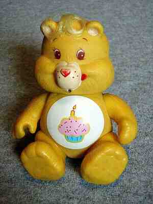 Vintage Care Bear Figure, Birthday Bear, Cupcake,  1980's, 1983, Hard Plastic