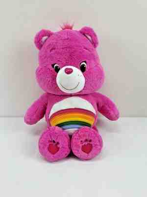 pink care bear with rainbow