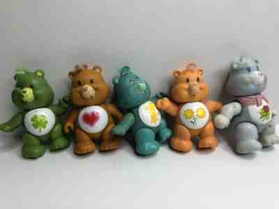 Care-bears Posable Vintage Figurines Lot Of 5 Carebears Tenderheart Lucky Wish