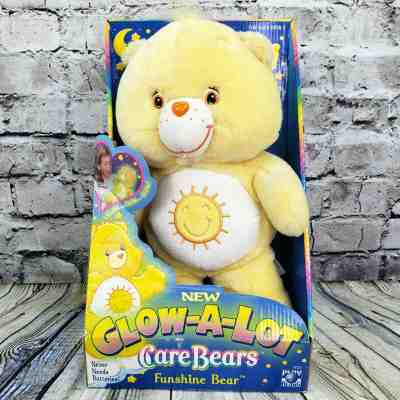 Funshine Bear Glow-A-Lot Care Bear Plush Play Along 2004 31125  NEW in Box  NRFB