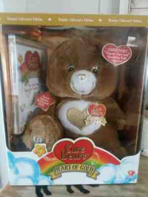 RARE CARE BEARS BROWN HEART OF GOLD PREMIER COLLECTOR'S EDITION WITH DVD NEW