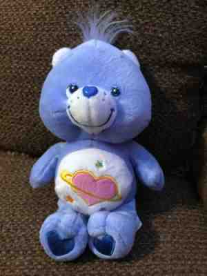 8” Plush Purple Care Bear - Day Dream Bear - Pink Heart Planet 2004