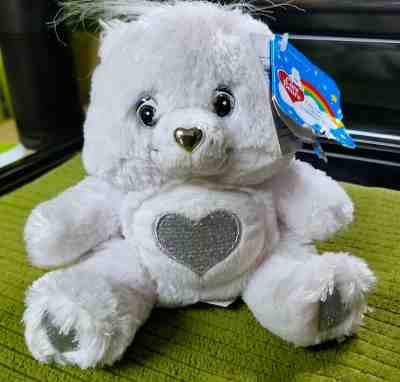 2008 CARE BEARS White & Silver Tender Heart Stuffed Animal Toy 6