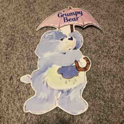 Rare Vintage 1982 Care Bears Retail Hanging 2 Sided Store Display Grumpy Bear