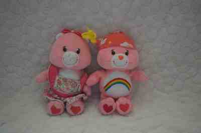 Two Cheer Bear Care Bears with Dress and Hat 8 inch Plushes 2004 2005