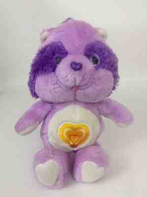 Bright Heart Care Bears Cousin Purple Raccoon Plush Stuffed Vintage 80s Kenner 