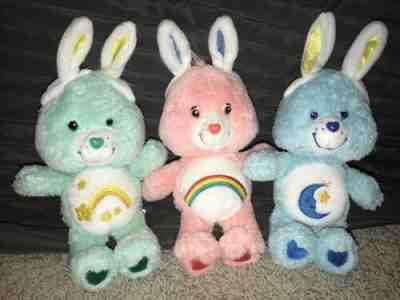2004 Lot Of 3 Care Bears Special Edition w/ Bunny Ears Easter  Plush