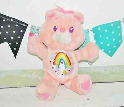 Care Bear Cheer Rainbow 1991 VTG Satin Tummy Stuffed Plush Pink Soft Doll Toy