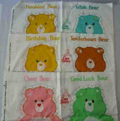 Care Bears Lot of 6 Vintage Fabric Panels Ready to Cut Sew Stuff, BIRTHDAY CHEER