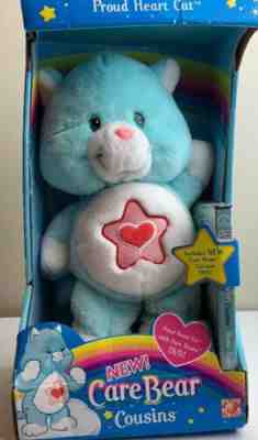 Rare 2004 Play Along Care Bear Cousins Proud Heart Cat Plush with Cartoon VHS