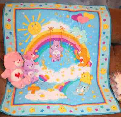 Lot of Share Bear, Love-a-Lot Glow-A-Lot Care Bear & Baby Care Bear Quilt