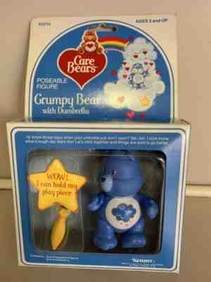 Vintage Care Bears Poseable Figure Grumpy Bear Dumbrella 1980’s In Box 62210