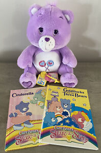 Care Bear Share a Story Talking Bear Purple 2004 W/Goldielocks, Cinderella Books