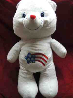 AMERICA CARES Patriotic Large Jumbo 28" Care Bears Plush White Shooting Star