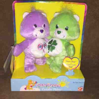NIB 2003 Care Bears Cuddle Pairs-Share Bear & Good Luck Bear