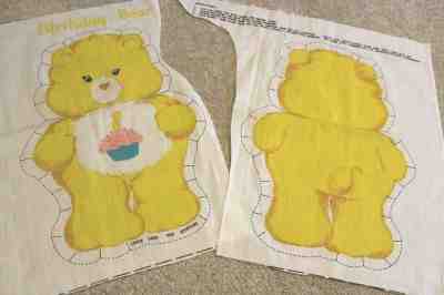 Care Bears Birthday Bear yellow hearts fabric sewing panel craft DIY Pillow